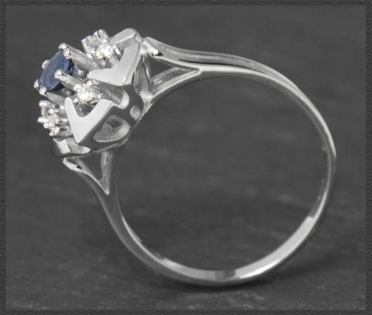 Vintage Diamant & Saphir Ring mit 0,47ct, 585 Weißgold