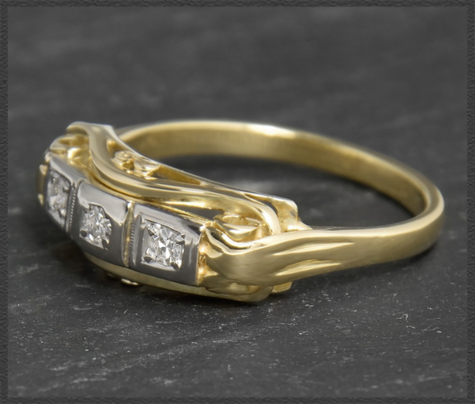 Antik Diamant Trilogie Ring mit 0,15ct, 585 Gold