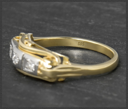 Antik Diamant Trilogie Ring mit 0,15ct, 585 Gold