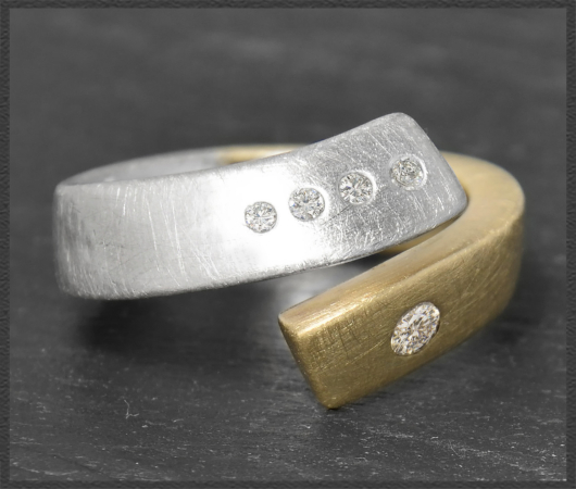 Diamant Ring mit 0,23ct, 585 Gelbgold & Weißgold