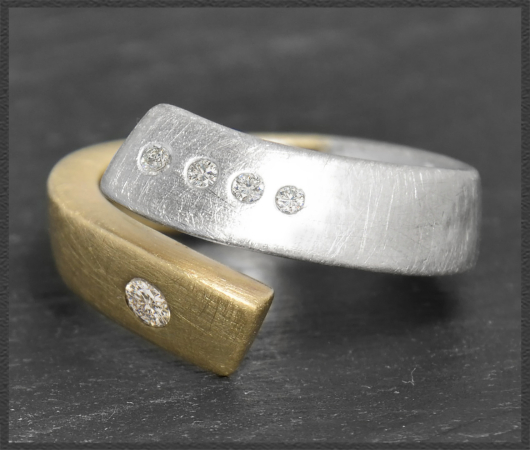 Diamant Ring mit 0,23ct, 585 Gelbgold & Weißgold