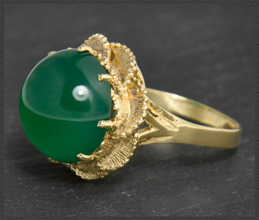 Chrysopras Ring 585 Gelbgold, 12,5ct Cabochon