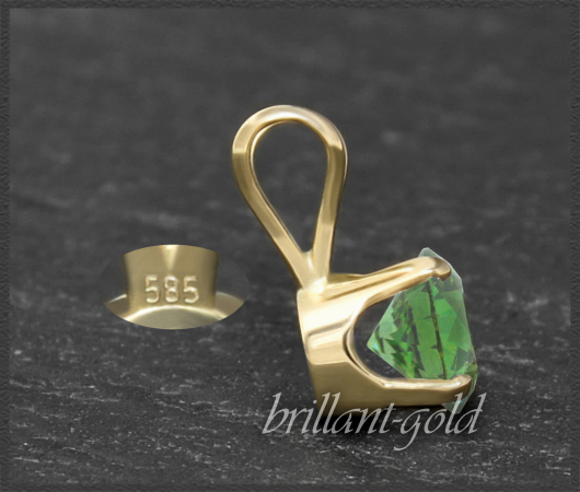 Anhänger 585 Gold Chromdiopsid dunkelgrün, 4,5,6,7 mm