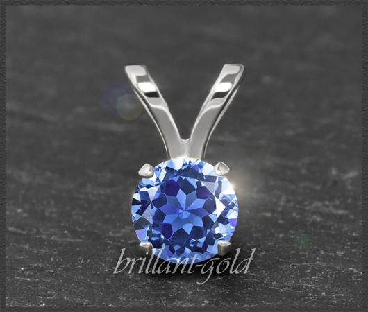 Anhänger 585 Gold Fluorit blau, 4,5,6,7mm