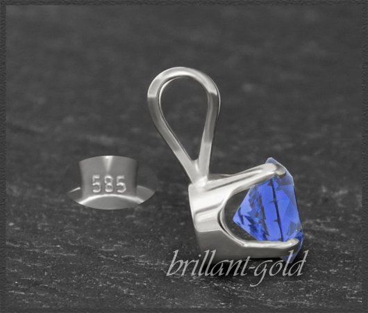 Anhänger 585 Gold Fluorit blau, 4,5,6,7mm
