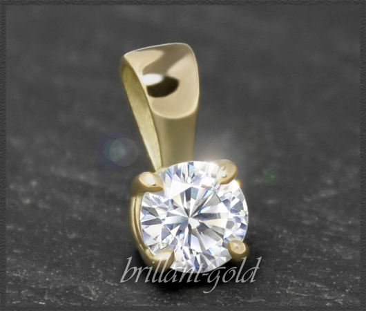 Diamant 585 Gold Anhänger; 0,37ct Brillant, Si1-2