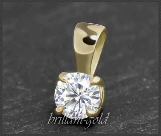 Diamant 585 Gold Anhänger; 0,37ct Brillant, Si1-2