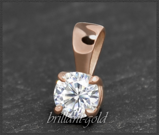 Brillant 585 Gold Anhänger 0,34ct, VS1; Rotgold
