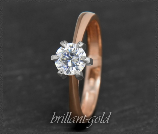 Brillant Ring aus 585 Rotgold & Weißgold, 0,75ct