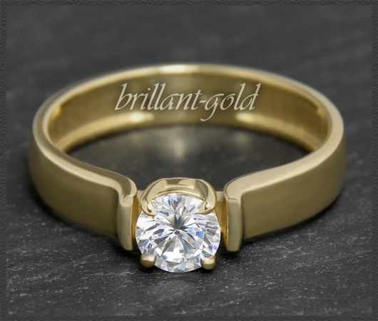 Brillant 585 Gold Ring; 0,53ct, Lupenrein & F