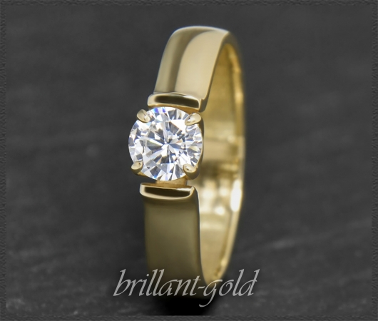 Brillant 585 Gold Ring; 0,53ct, Lupenrein & F