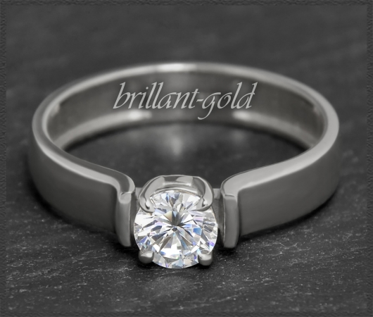 Gold Brillant Ring 0,52ct, Lupenrein, River D