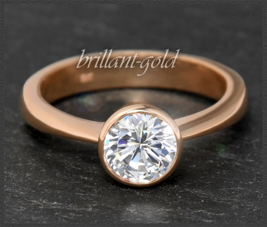 Brillant Ring 585 Rotgold 1,04ct, Top Wesselton