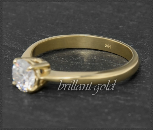 Brillant Ring mit 0,76ct, Si; 14 Karat Gelbgold