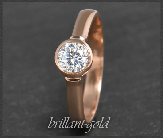585 Rotgold Ring 0,59ct Brillant in River D
