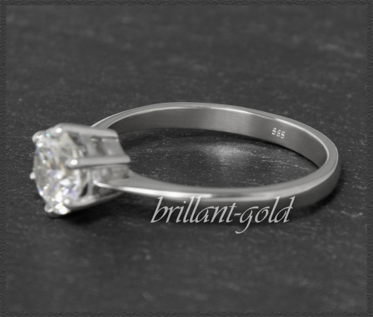 Brillant 585 Gold Ring; 1,02ct, Top Wesselton, Si2