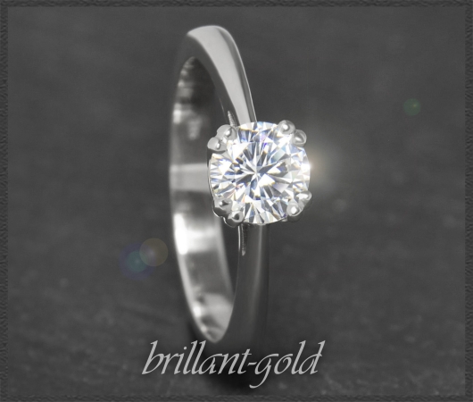 Brillant 585 Gold Solitär Ring, 0,61ct; Si1