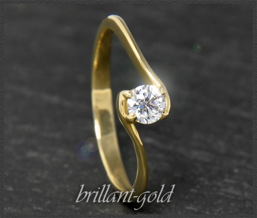 Brillant 585 Gold Ring 0,20ct, Si1; DGI Zertifikat