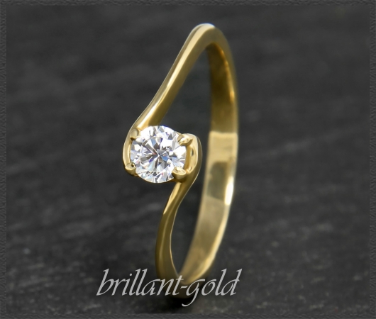 Brillant 585 Gold Ring 0,20ct, Si1; DGI Zertifikat