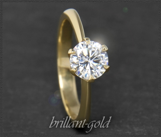 Brillant 585 Gold Ring 1,02ct; Top Wesselton, Si2