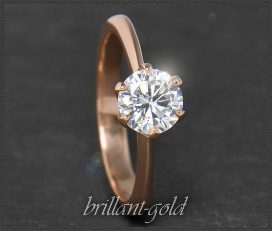 Brillant 585 Gold Ring; 1,24ct; 14K Rotgold