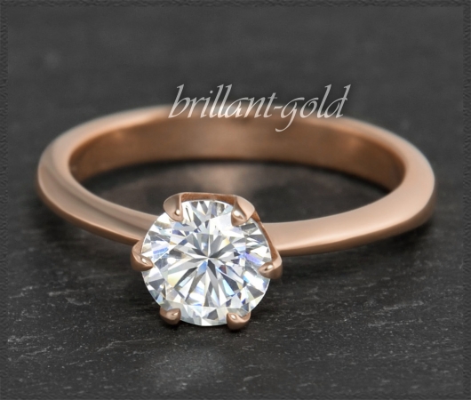Brillant 585 Gold Ring; 1,24ct; 14K Rotgold