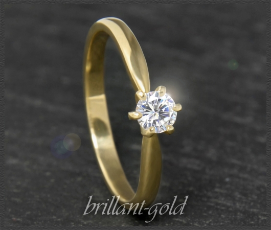 Brillant Ring 585 Gelbgold; 0,30ct, F & VVS1