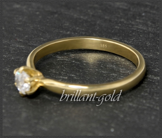 Brillant Ring 585 Gelbgold; 0,30ct, F & VVS1