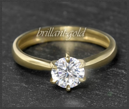 Brillant Ring 1,03ct, Wesselton H-I, 585 Gelbgold