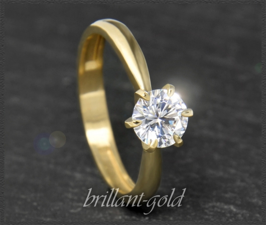 Brillant Ring 1,03ct, Wesselton H-I, 585 Gelbgold