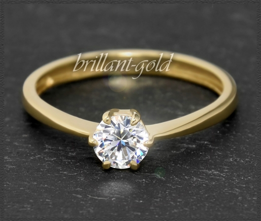 Brillant 585 Gelbgold Ring; 0,53ct, River; Si1-2