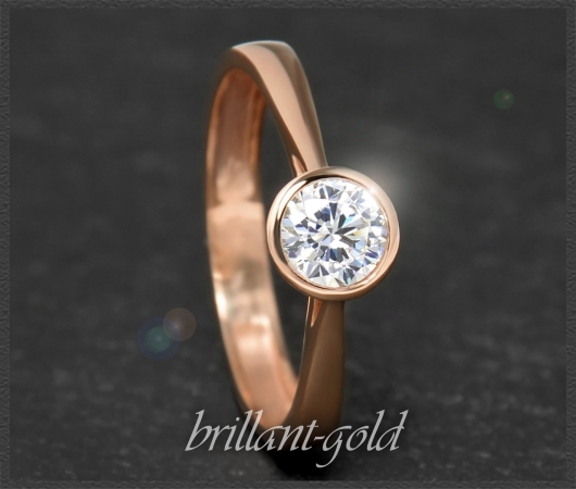 Gold Brillant Ring mit 0,64ct; VS2; 585 Rotgold