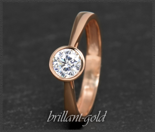 Gold Brillant Ring mit 0,64ct; VS2; 585 Rotgold