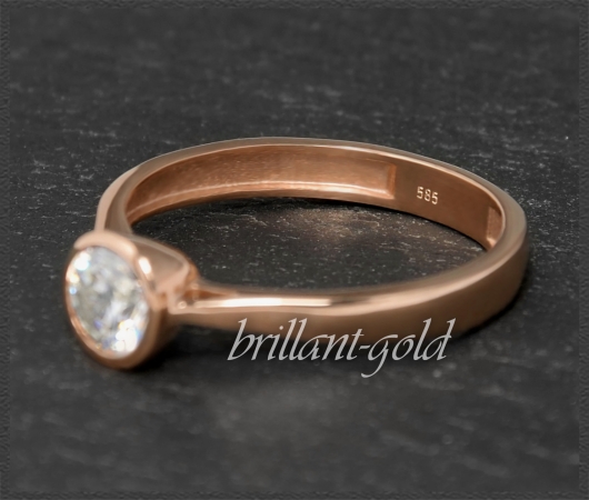 Gold Brillant Ring mit 0,64ct; VS2; 585 Rotgold