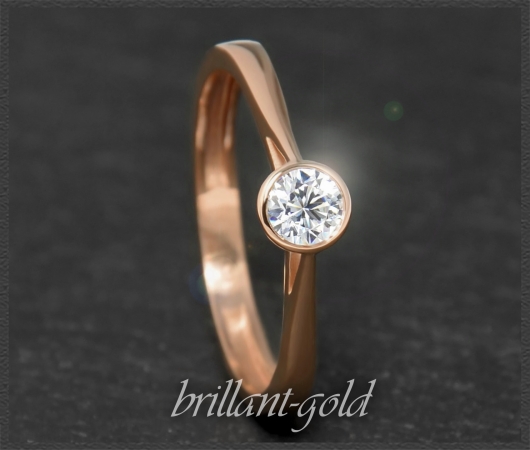 Gold Brillant Ring aus 585 Rotgold; 0,22ct, Si2