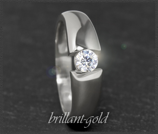 Brillant Solitär Ring 0,24ct, VS1, 585 Gold Bandring