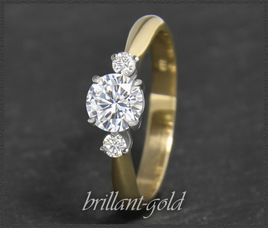 Brillant Ring 585 Gold 0,94ct, Solitär 0,85ct