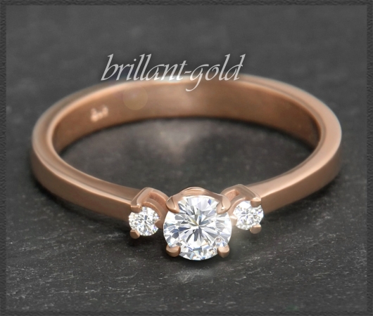 Brillant Ring 0,40ct, Top Wesselton, Si1; 585 Rotgold