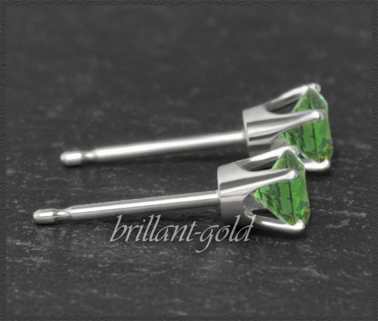 Stecker 585 Gold Chromdiopsid dunkelgrün 4,5,6,7 mm