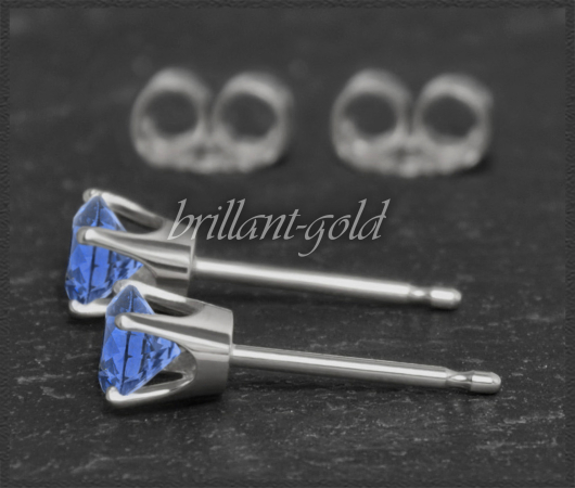 Ohrstecker 585 Gold Fluorit blau 4,5,6,7mm