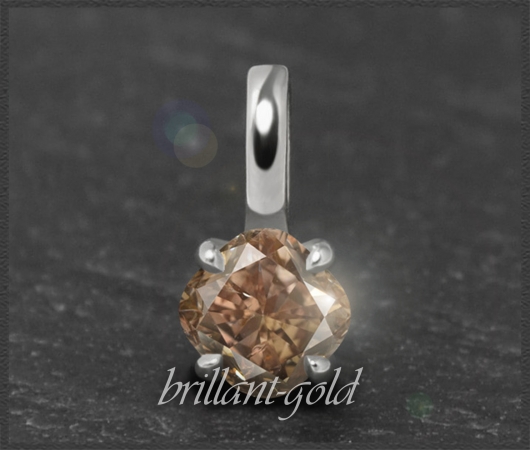 Diamant 585 Gold Gleiter Anhänger 0,42ct, Cognac