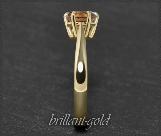 Brillant 585 Gold Solitär Ring, 1,01ct, Si2, braun