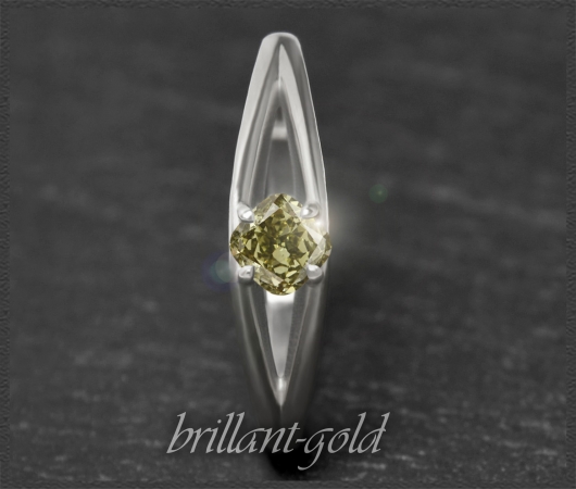 Diamant 585 Gold Ring mit 0,40ct, grün, VVS