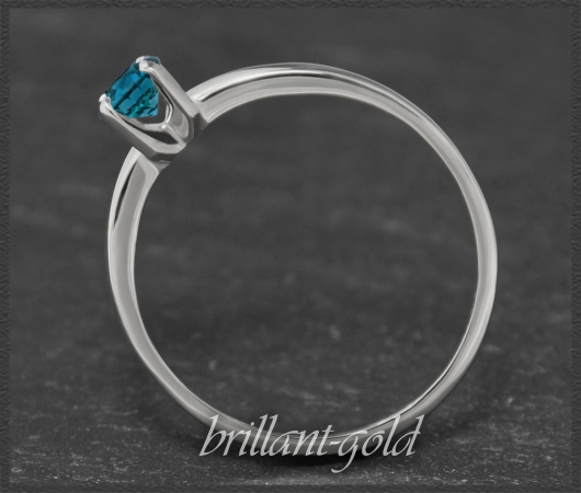 Brillant 585 Weißgold Ring 0,33ct, blau, Si