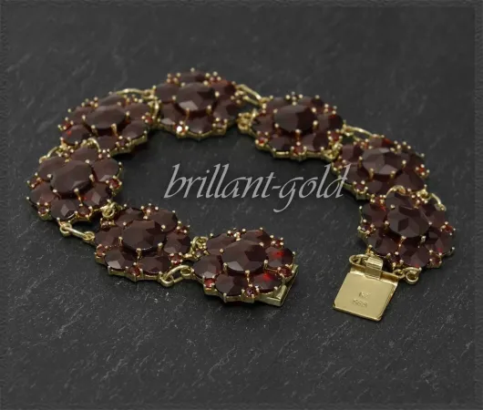 Armband ca 40ct rote Granate, Antik ca 1930
