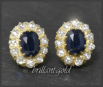 Antike 3,70ct Diamant & Saphir Ohrstecker, 585 Gold