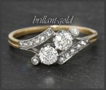 Antik 0,70ct Diamant "toi et moi" Ring, Gold & Platin